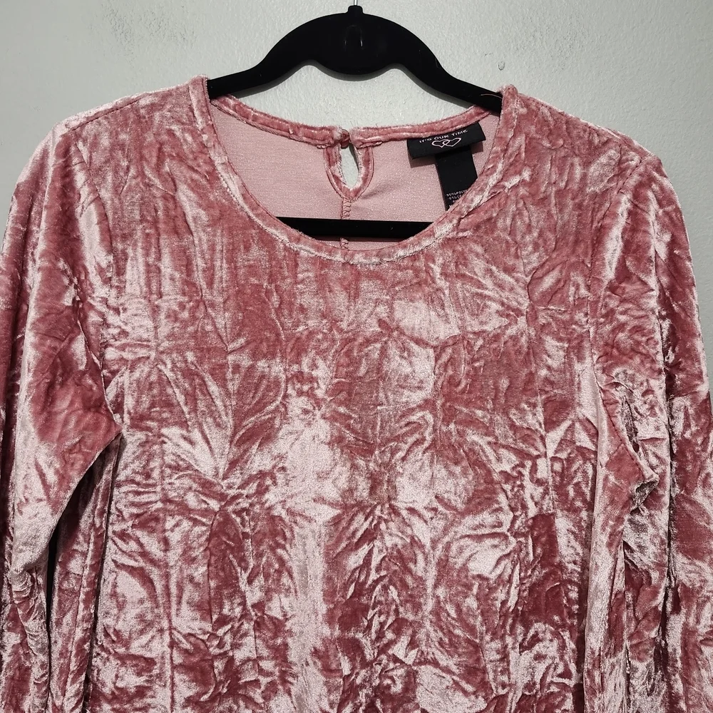 It's Our Time Pink Velvet Kids Casual Dress Size XL